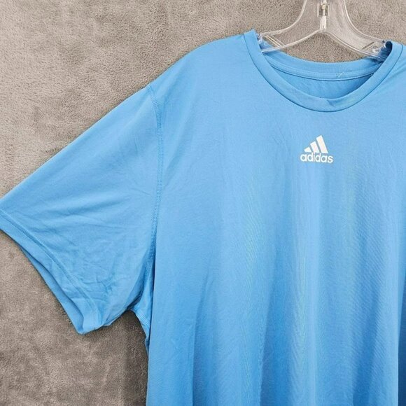 Adidas Creator Tee 2XL Light Blue White Short Sleeve Aeroready Logo EK0084 New - Picture 3 of 11
